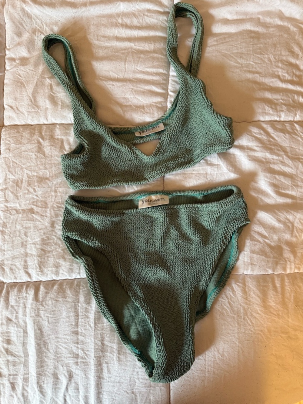 Youswim Sage Green Textured Bikini Top